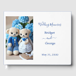 drömt blått och vitt skurkpar bröllop gästböcker