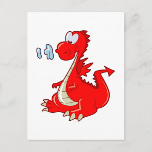 Dron302 RED TECKNAD DRAGON CUTE LYCKLIG KIDS GRAP Vykort