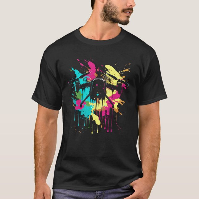Drönare Splash Quadrocopter Drönarpilot Retro Drön T Shirt (Framsida)