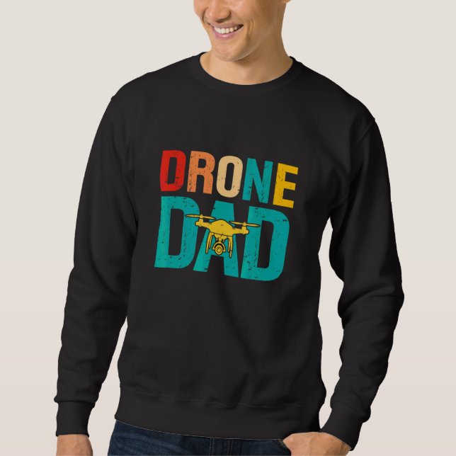 Drönarpilot Flygdrön Papa Fars Dag Drönare  Lång Ärmad Tröja (Framsida)