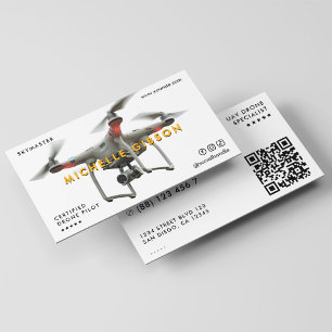 Drönarpilot Modern UAV-operatör Vit QR Visitkort