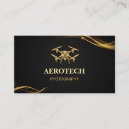 Drone Affärskort Elegant Kreativ Black Guld Visitkort
