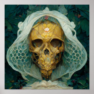 Drone Bee Skull Fantasy Sci-Fi Poster