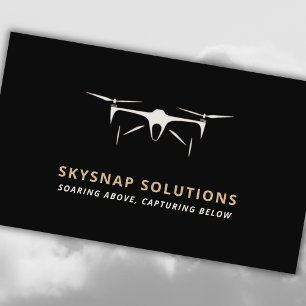Drone Business UAV Pilot Modern Black Guld Visitkort