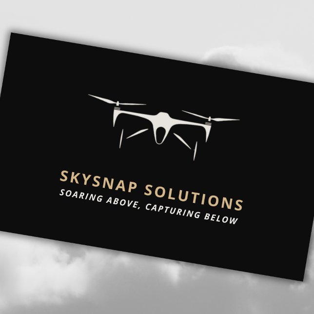 Drone Business UAV Pilot Modern Black Guld Visitkort (Skapare uppladdad)