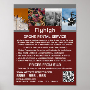 Drone Collage Banner, Drone Rental Company Poster