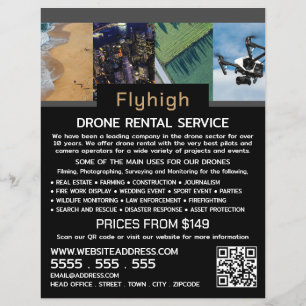 Drone Collage Banner, Drone Rental Company Reklamblad