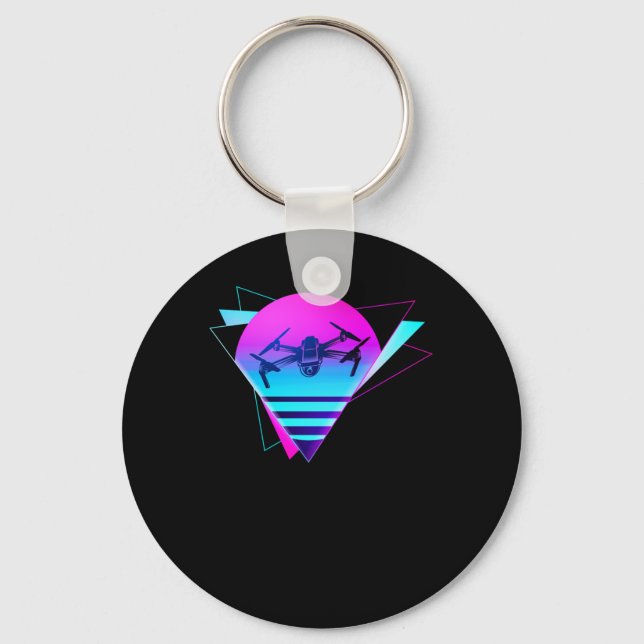 Drone Drone Pilot Retro Vintage 80S 90S Nyckelring (Framsida)