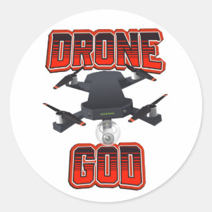 Drone God logotyp Runt Klistermärke