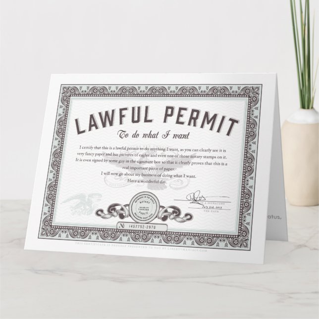 Drone Hunting Permit Card Kort (Framsida)