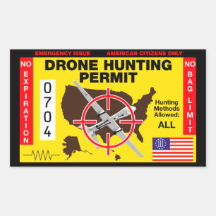 Drone Hunting Permit Rektangulärt Klistermärke