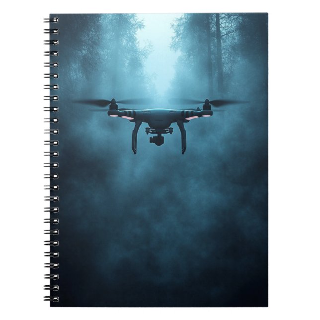 Drone in Misty Forest Spiral Notebook Anteckningsbok (Framsidan)