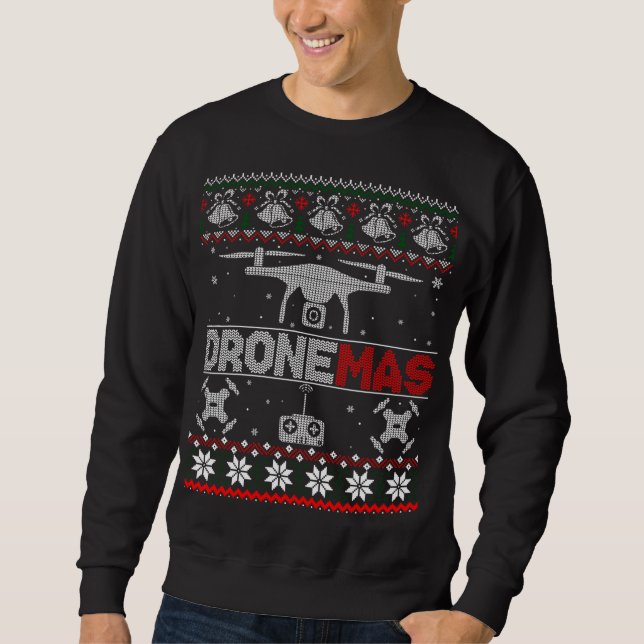 Drone Mas Gift for jul Ugly Sweater Lång Ärmad Tröja (Framsida)