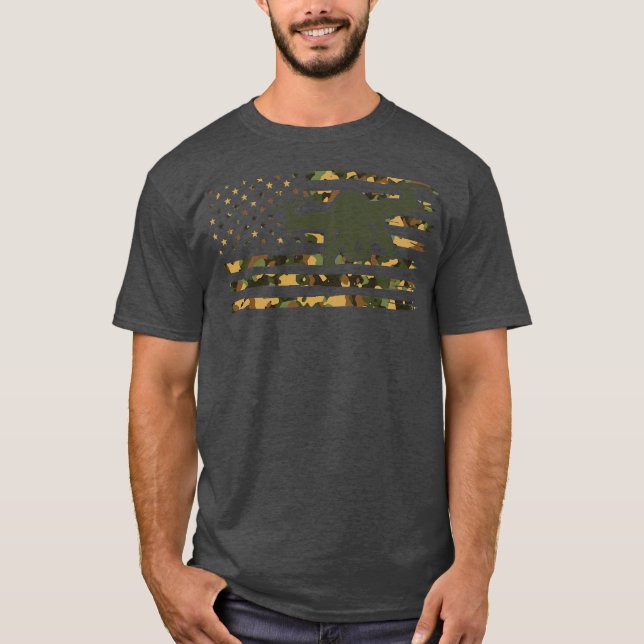 Drone Pilot Camo Drone Operator American Flagga T Shirt (Framsida)