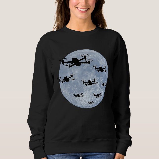 Drone Pilot Drones Swarm Drone Shoal Moon T Shirt (Framsida)