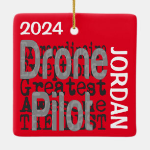 Drone Pilot Extraordinaire-ANPASSNINGSBAR Julgransprydnad Keramik