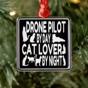 Drone Pilot Kärlek Cats Julgransprydnad Metall