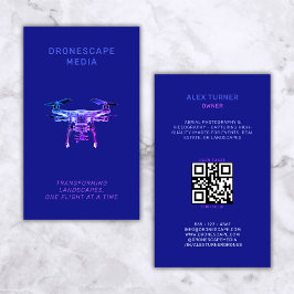Drone Pilot Photography QR Code Modern Black Visitkort