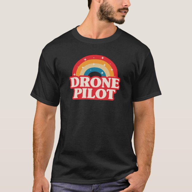 Drone Pilot Rainbow T Shirt (Framsida)
