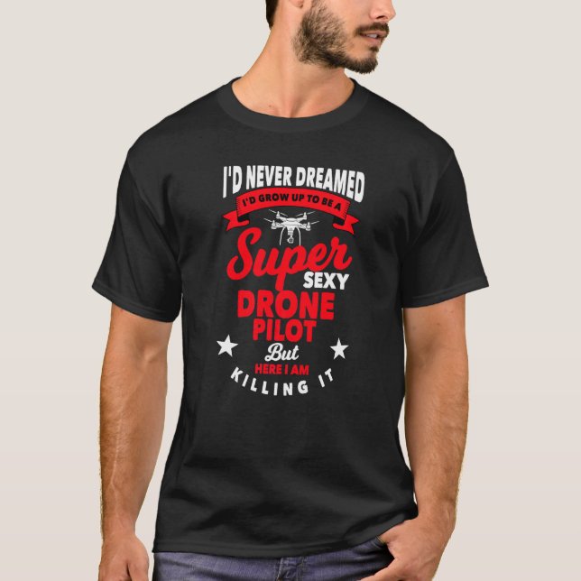 Drone Pilot Saming Quadcopter-flygning T Shirt (Framsida)