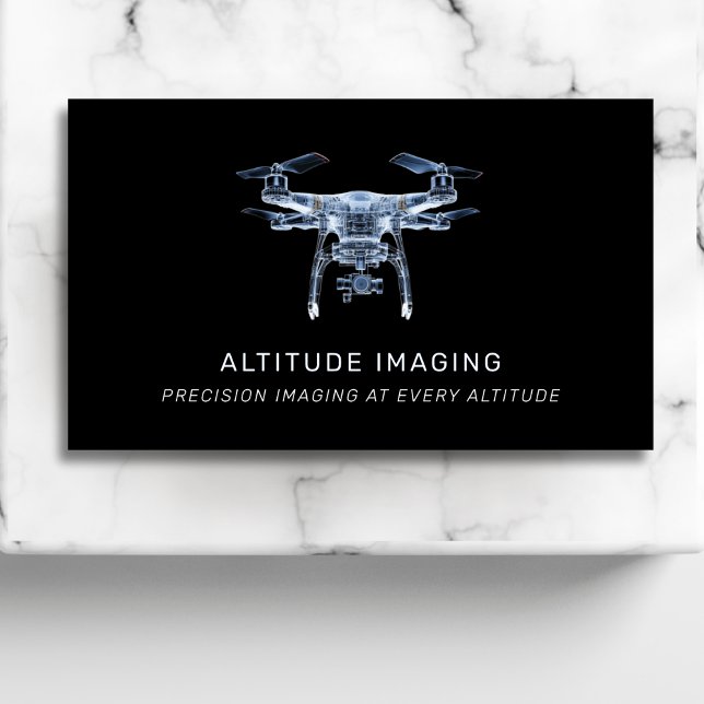 Drone Pilot UAV-foto QR-kod Modern Black Visitkort (Skapare uppladdad)
