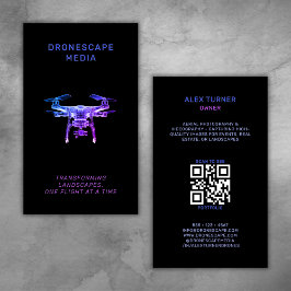 Drone Pilot UAV-foto QR-kod Modern Black Visitkort