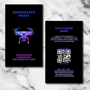 Drone Pilot UAV Photography QR Code Futuristiska Visitkort