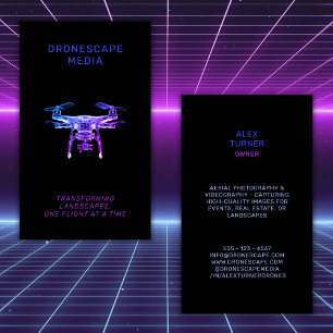 Drone Pilot UAV Photography Video Modern Black Visitkort