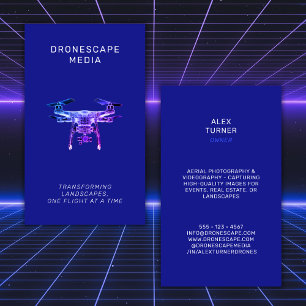 Drone Pilot UAV Photography Video Modern Blue Visitkort