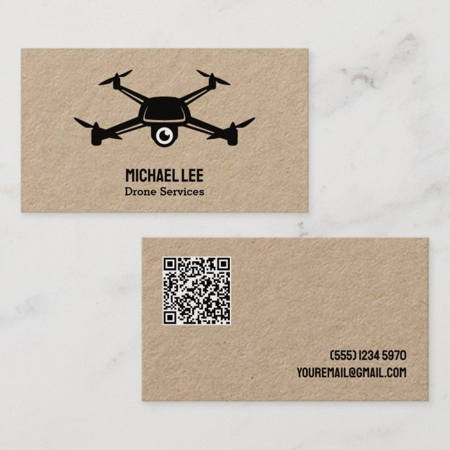Drone Services-Anpassningsbar QR Visitkort (Fram/baksida)