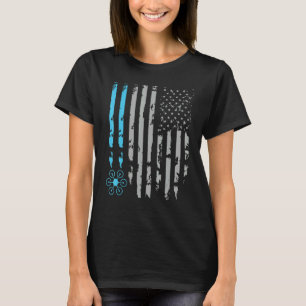 Drone Tävla Quadcopter Pilot USA Flagga Di T Shirt