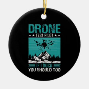Drone Test Pilot Funny Saming Julgransprydnad Keramik
