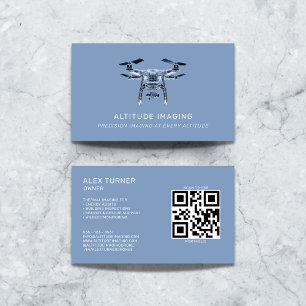 Drone UAV Pilot Photography QR Code Modern Blue Visitkort