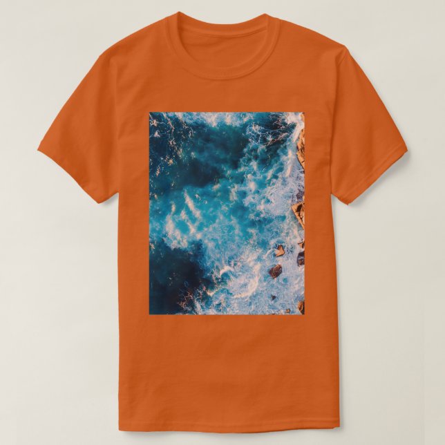 Drone vinkel på vinkar, krasch Swimming Beachy Tra T Shirt (Design framsida)