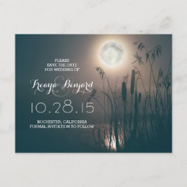 Dronfly fullt måne night & cattails spara datumet meddelande vykort