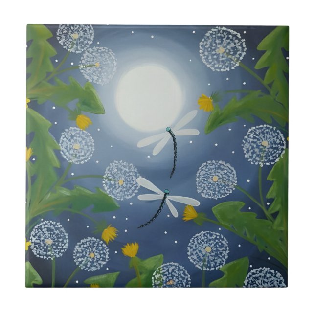 Dronfly harmoniskt blommönster kakelplatta (Framsidan)
