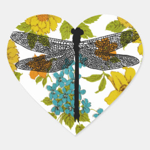 Dronfly Kryp Insekt-blomma Silhouette Hjärtformat Klistermärke