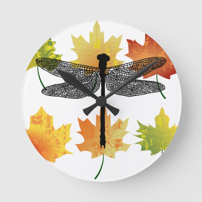 Dronfly Kryp Insekt Silhouette löv art Rund Klocka (Framsida)