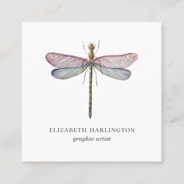 Dronfly med vattenfärg. Professionell hårstilist Fyrkantigt Visitkort (Framsida)