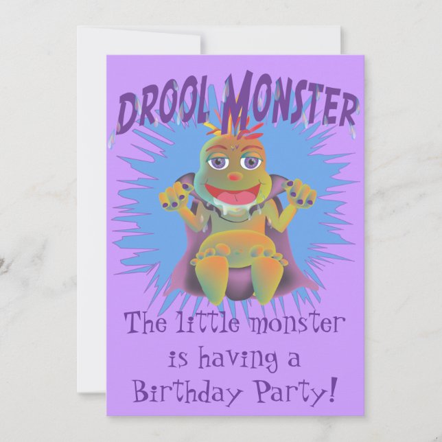 Droolmonster Födelsedagsfest inbjudan (Framsida)