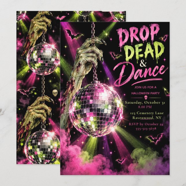 Drop Dead & Dance Halloweenfest Inbjudningar (Fram/baksida)