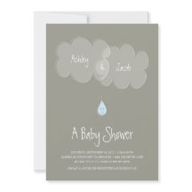 Droplet Baby Shower-inbjudan Grått/Blue