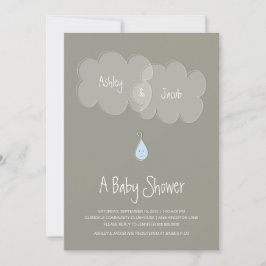 Droplet Baby Shower-inbjudan Grått/Blue Inbjudningar