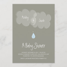 Droplet Baby Shower-inbjudan Grått/Blue Inbjudningar