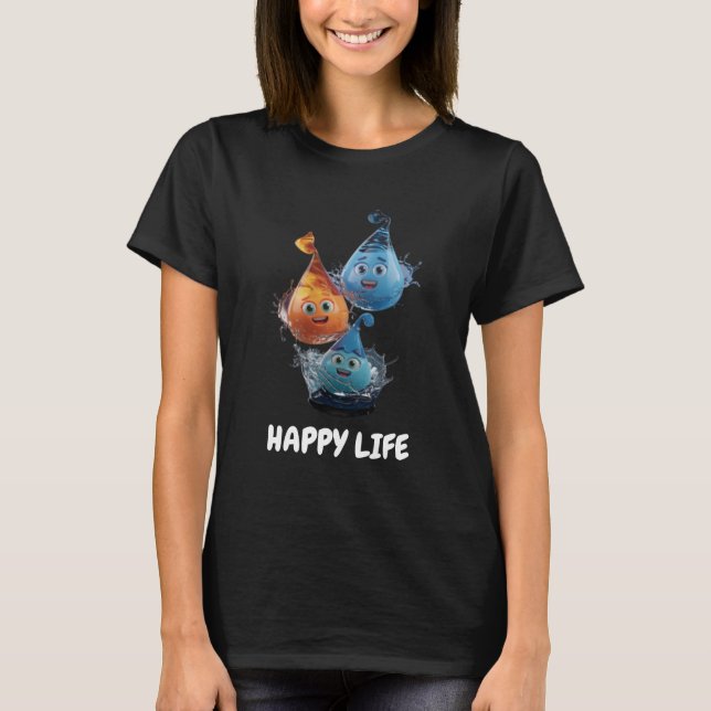 Droplet lycklig Life Vatten T Shirt (Framsida)