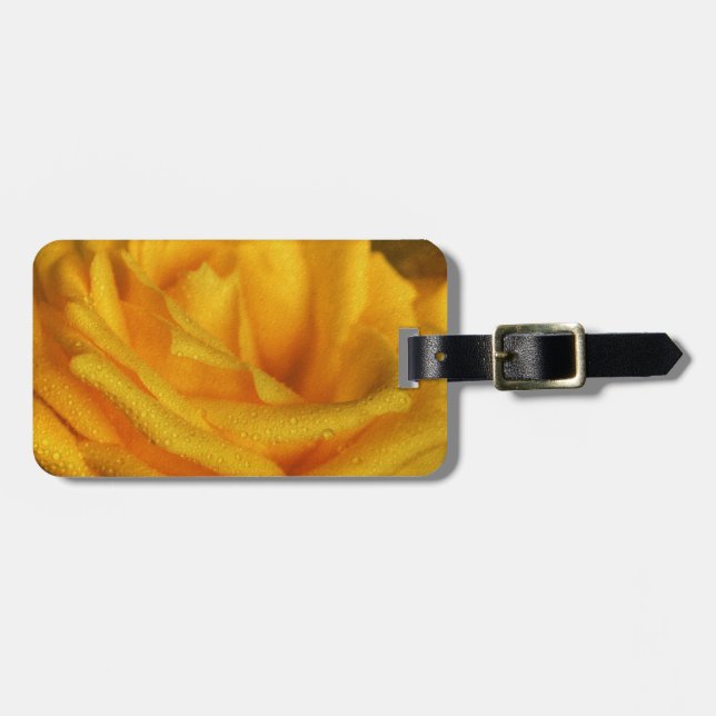 Droplet vatten vid Elegant Gul ros Bagagebricka (Horisontell Framsida)