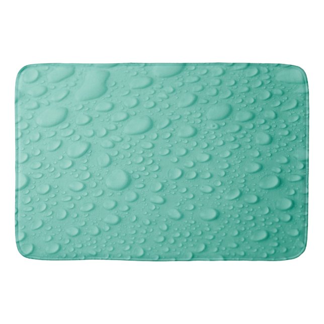 Droplets vatten på Bath Mat i blå Yta Badrumsmatta (Framsidan)