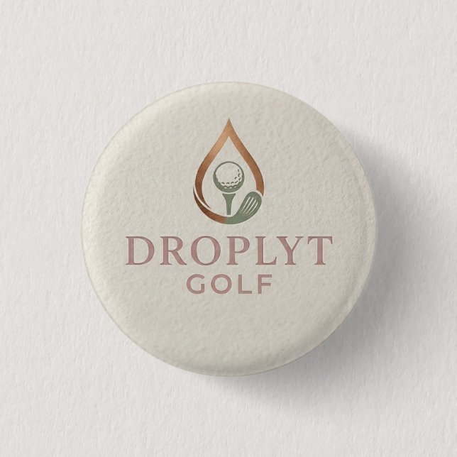 Droplyt Golf Signaturknapp (Rosa Logotyp) Knapp (Framsida)