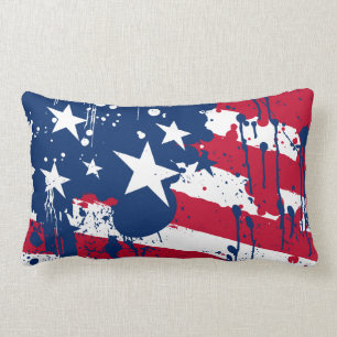 Dropp Splash Färger Amerika Flagga Kudde