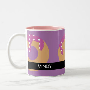 Droppande Hjärtformade Munk Sprinkles Lila Rosa Två-Tonad Mugg